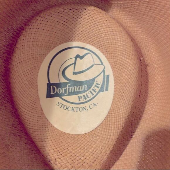 Dorman Straw Fedora Panama Hat Tan & Hatband Sz 7-7 1/8 USA Gorgeous - Picture 7 of 8